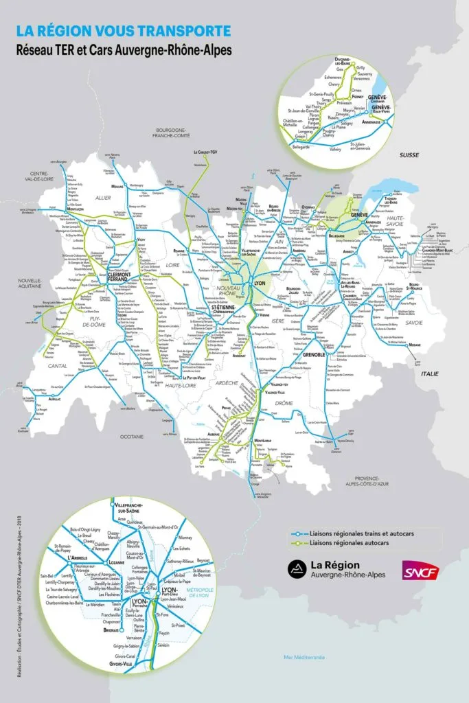 Cartes des lignes des trains TER