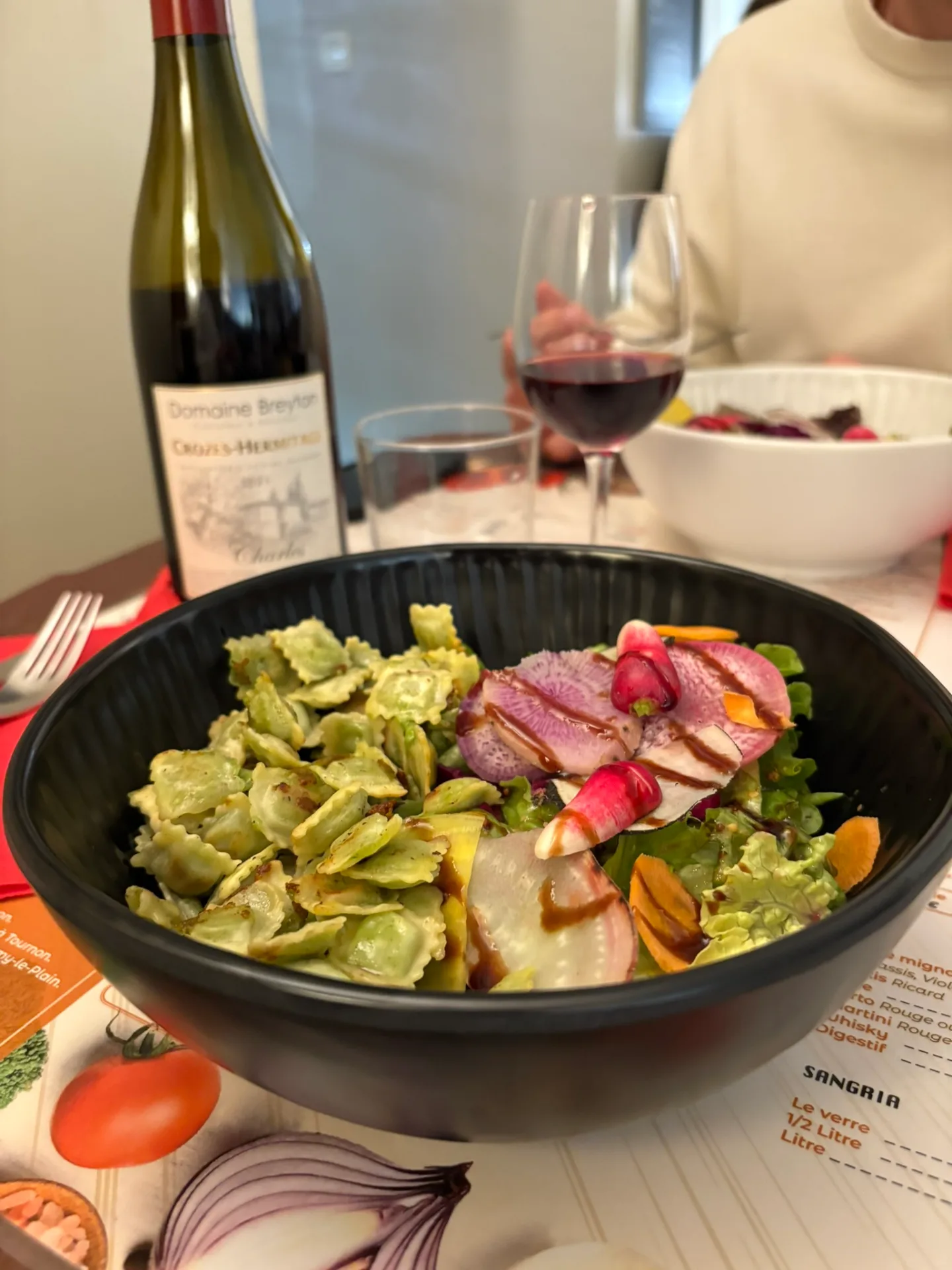 Un plat de ravioles au restaurant Le Farfadet