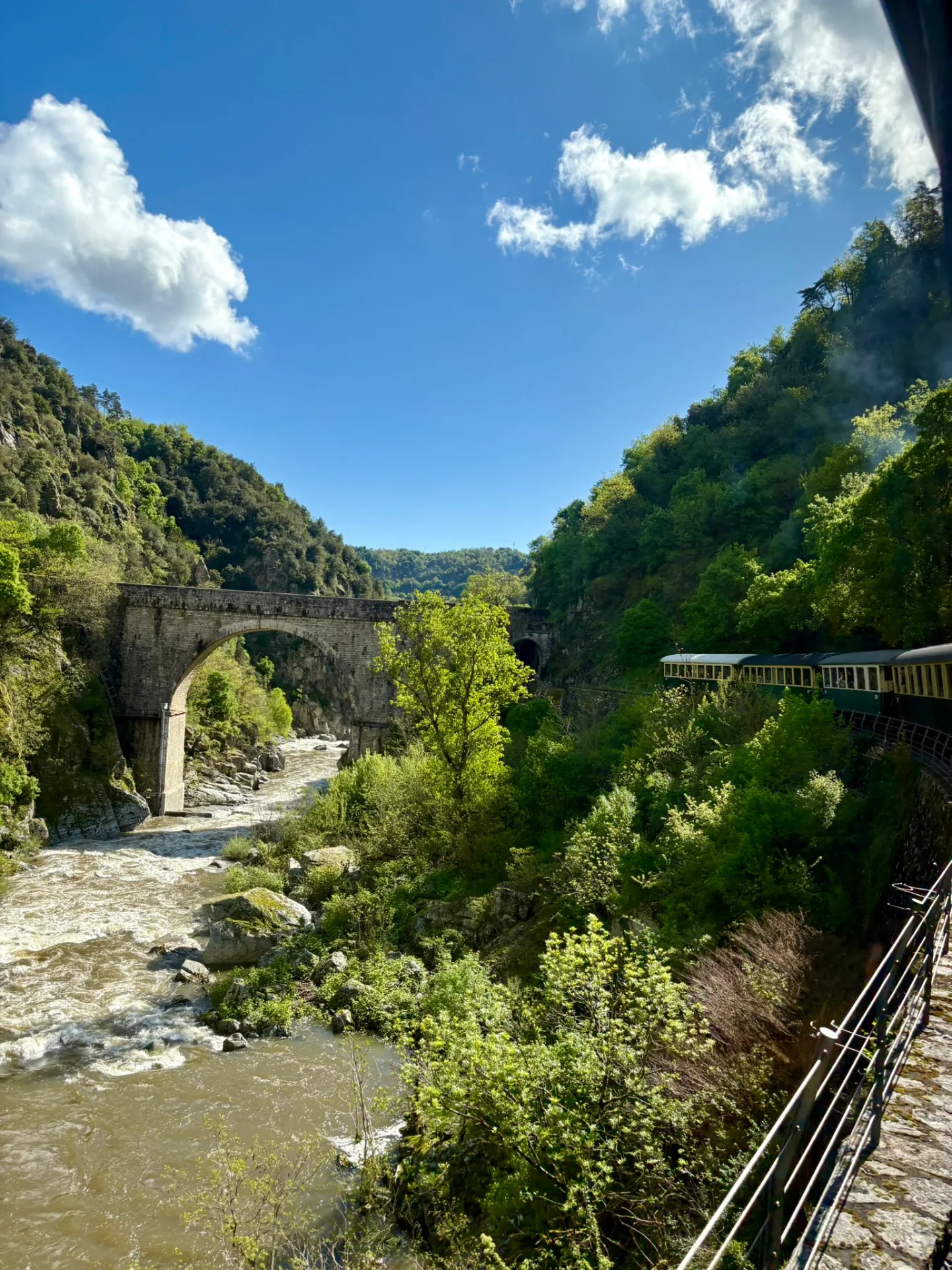 Vue sur les gorges du Doux depuis le train à vapeur