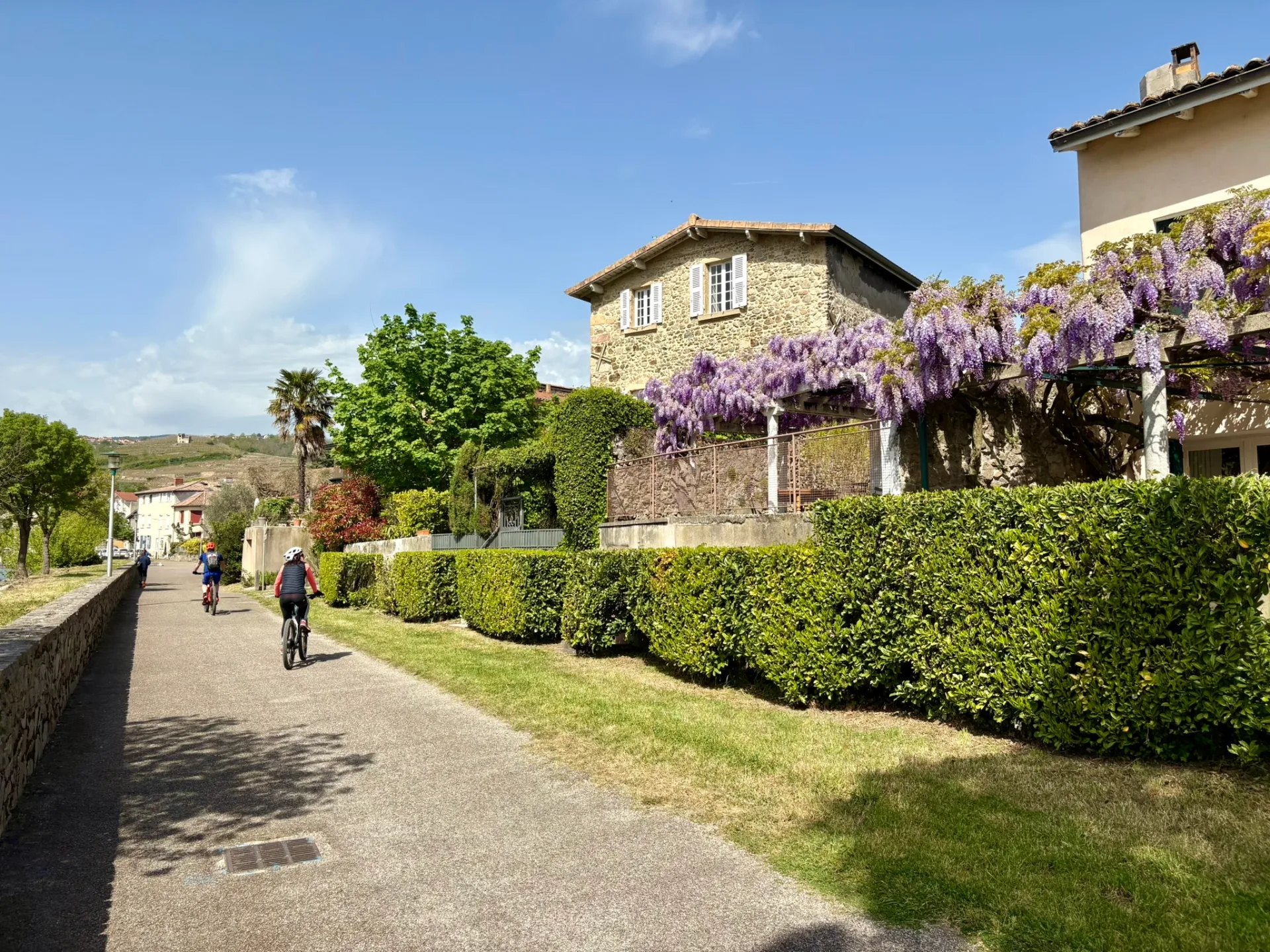 Le village de Condrieu au bord du Rhône sur la Via Rhôna